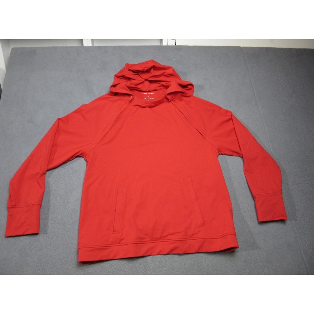 Care Wear Oscar de la Renta Hoodie Womens XL Red Stretch Chest Port Access Zips